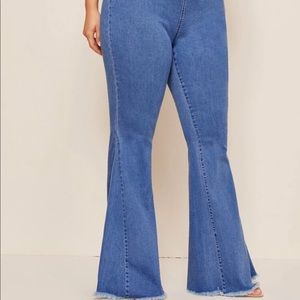 Raw Hem Flare Jeans